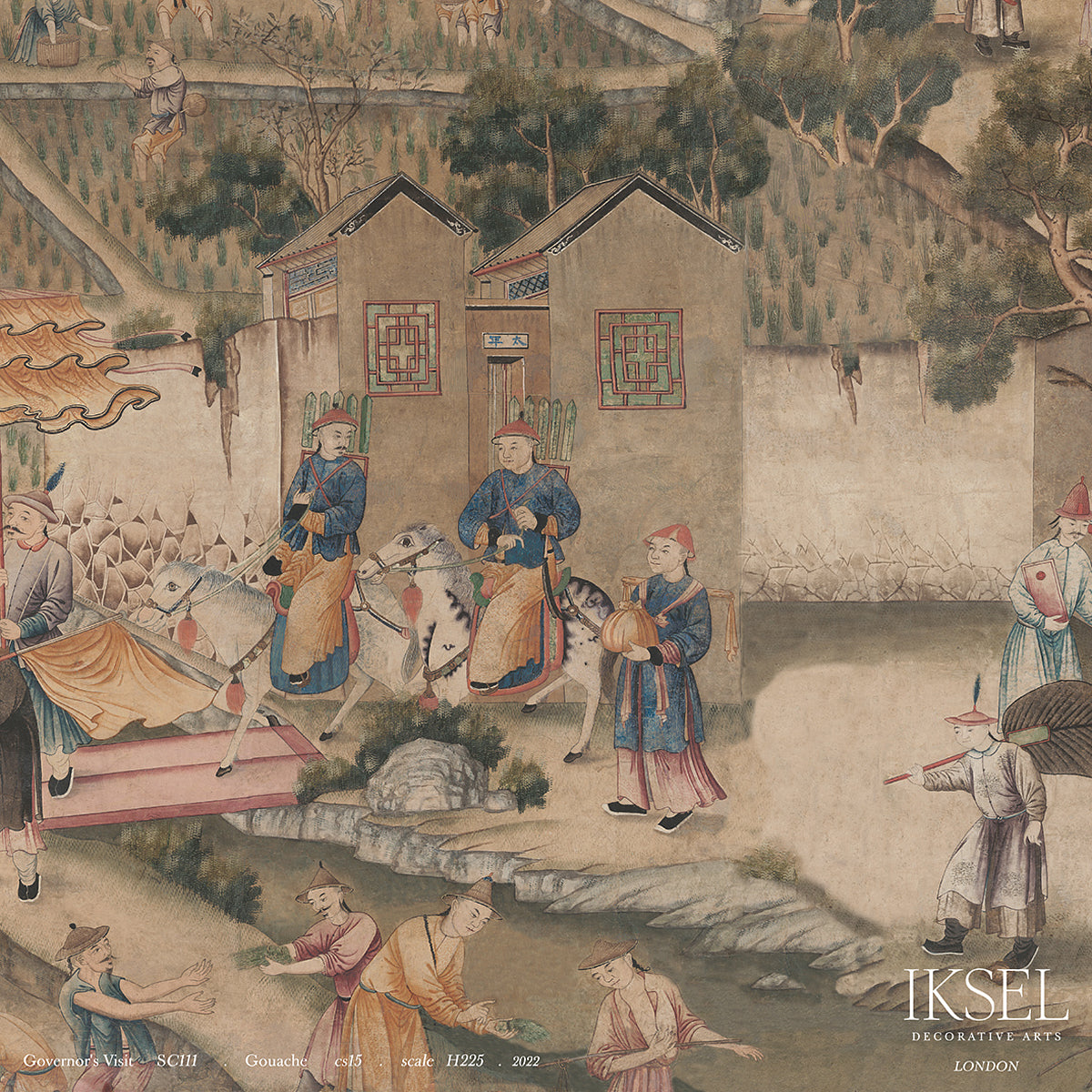 Schumacher Governor's Visit Gouache Wallpaper Sample IK2902