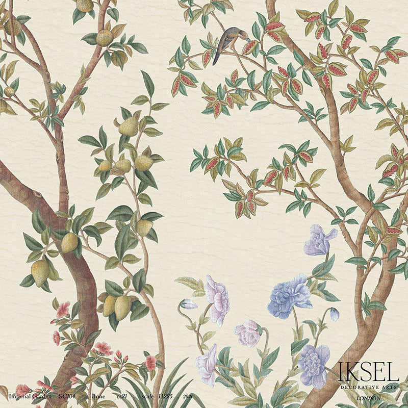 Schumacher Imperial Garden Bone Wallpaper Sample IK3100