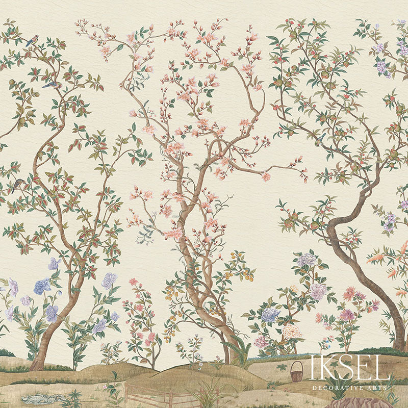Schumacher Imperial Garden Bone Wallpaper Sample IK3100
