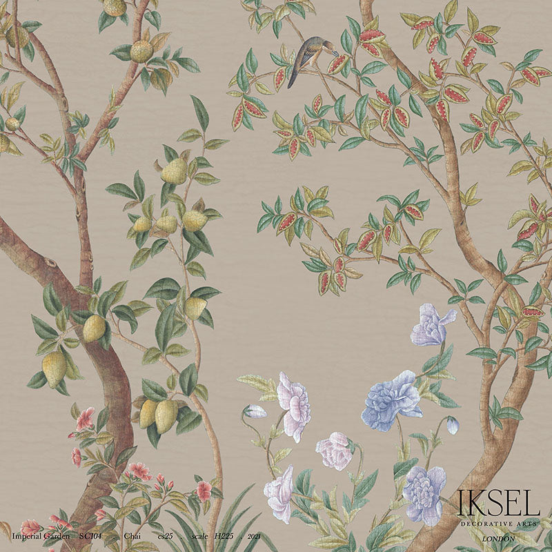 Schumacher Imperial Garden Chai Wallpaper Sample IK3101