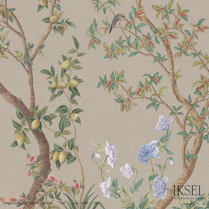 Schumacher Imperial Garden Chai Wallpaper Sample IK3101