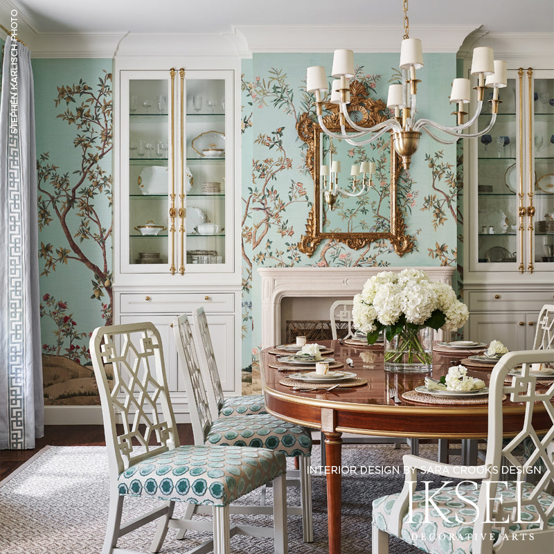 Schumacher Imperial Garden Celadon Wallpaper Sample IK3104