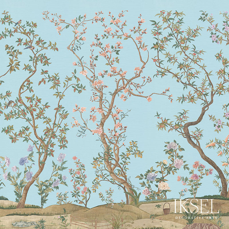 Schumacher Imperial Garden Sky Wallpaper Sample IK3106