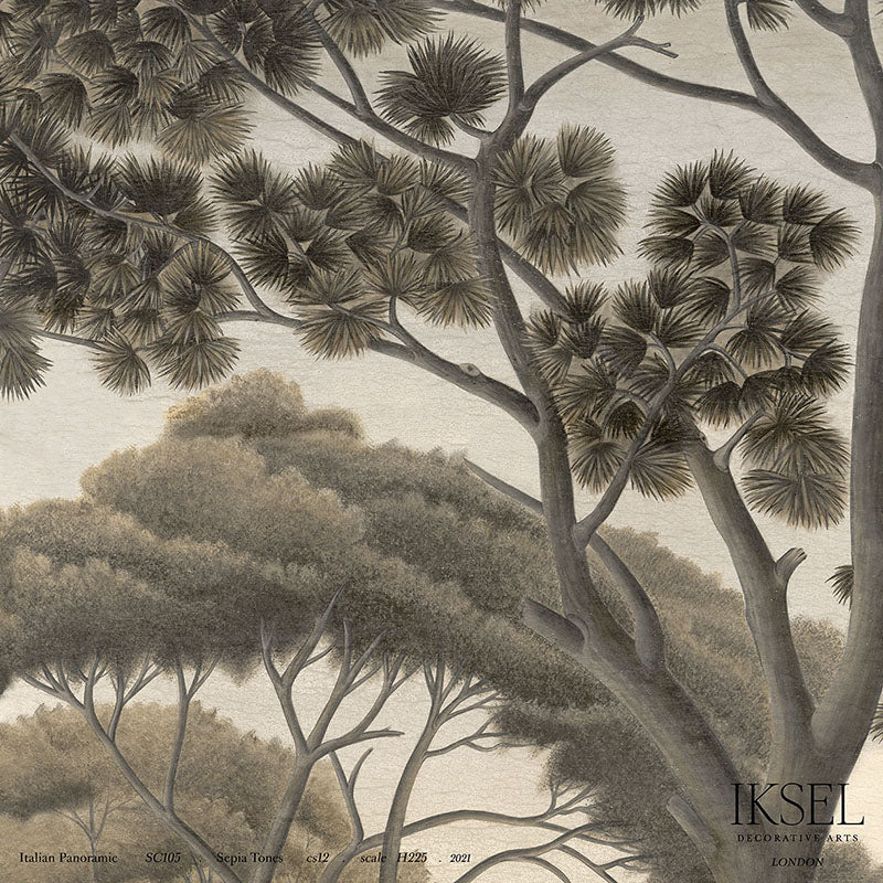 Schumacher Italian Panoramic Sepia Tones Wallpaper Sample IK3201