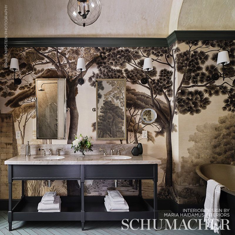 Schumacher Italian Panoramic Sepia Tones Wallpaper Sample IK3201