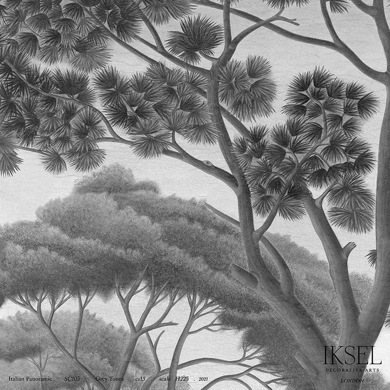 Schumacher Italian Panoramic Grey Tones Wallpaper Sample IK3202