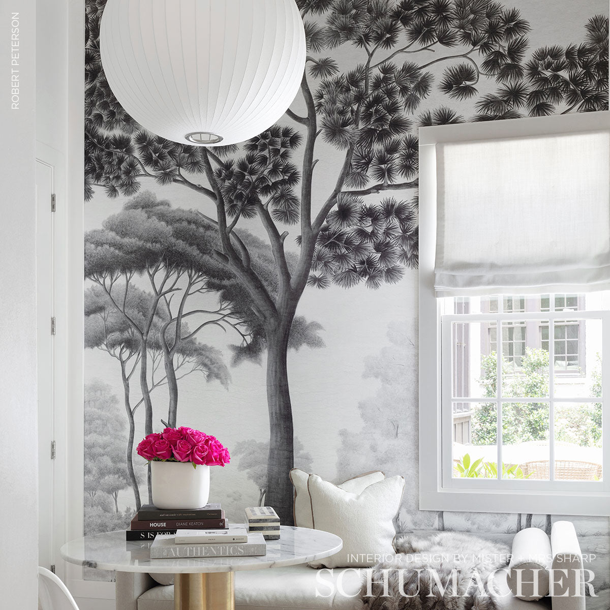 Schumacher Italian Panoramic Grey Tones Wallpaper Sample IK3202