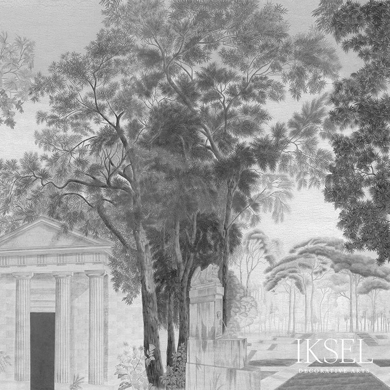 Schumacher Italian Panoramic Grey Tones Wallpaper Sample IK3202