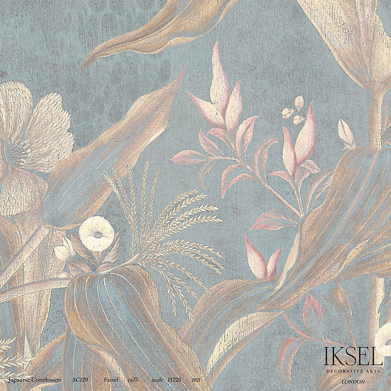 Schumacher Japanese Cornflowers Pastel Wallpaper Sample IK3401