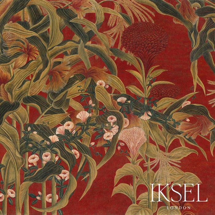 Schumacher Japanese Cornflowers Red Wallpaper Sample IK3402