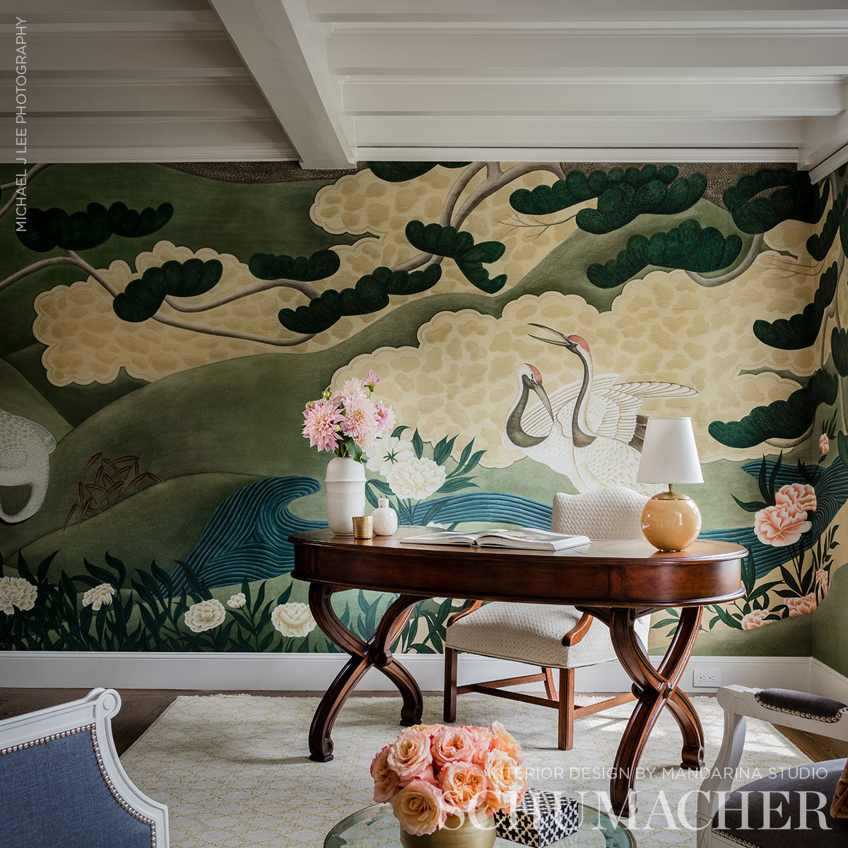 Schumacher Japanese Cranes Original Wallpaper Sample IK3500