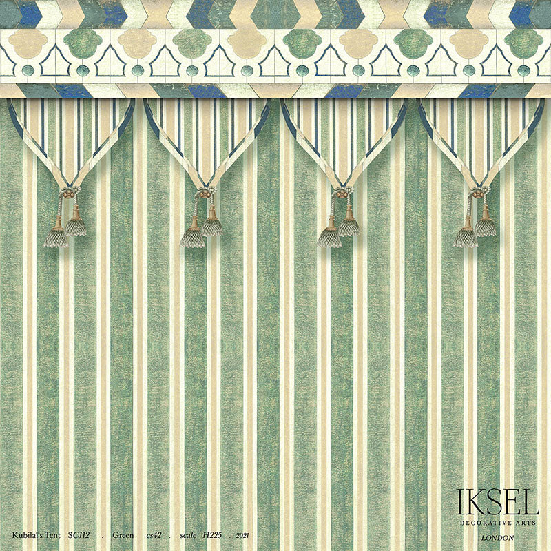 Schumacher Kubilai's Tent Green Wallpaper Sample IK3601
