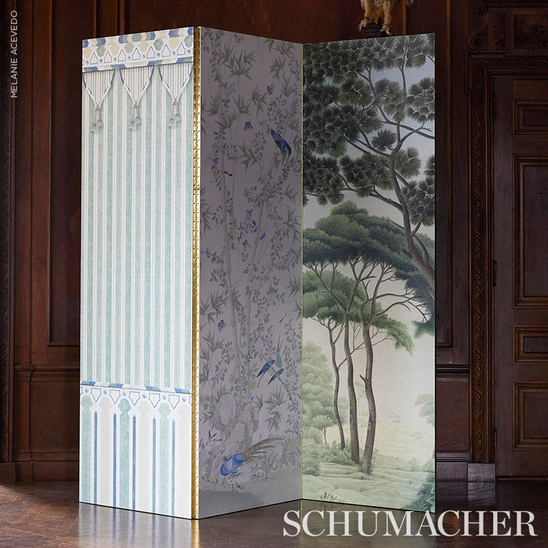Schumacher Kubilai's Tent Green Wallpaper Sample IK3601