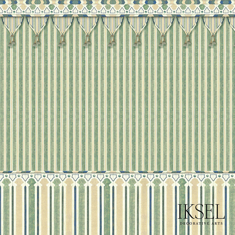 Schumacher Kubilai's Tent Green Wallpaper Sample IK3601
