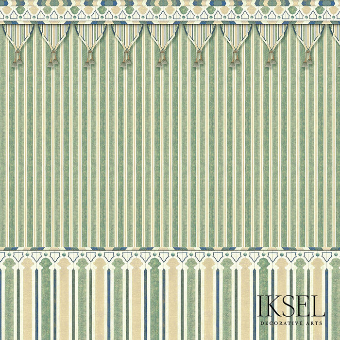 Schumacher Kubilai's Tent Green Wallpaper Sample IK3601