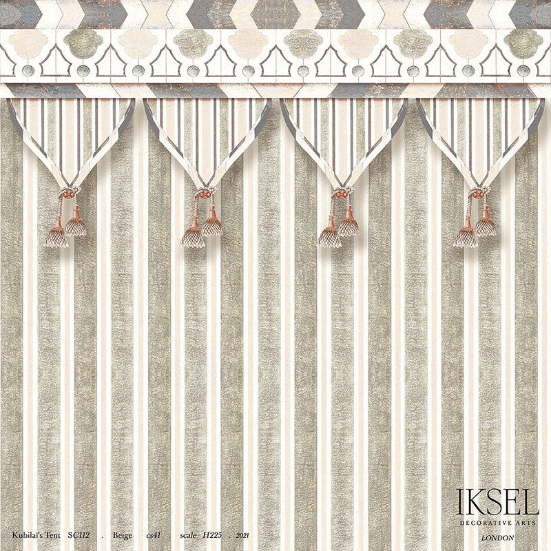 Schumacher Kubilai's Tent Beige Wallpaper Sample IK3602