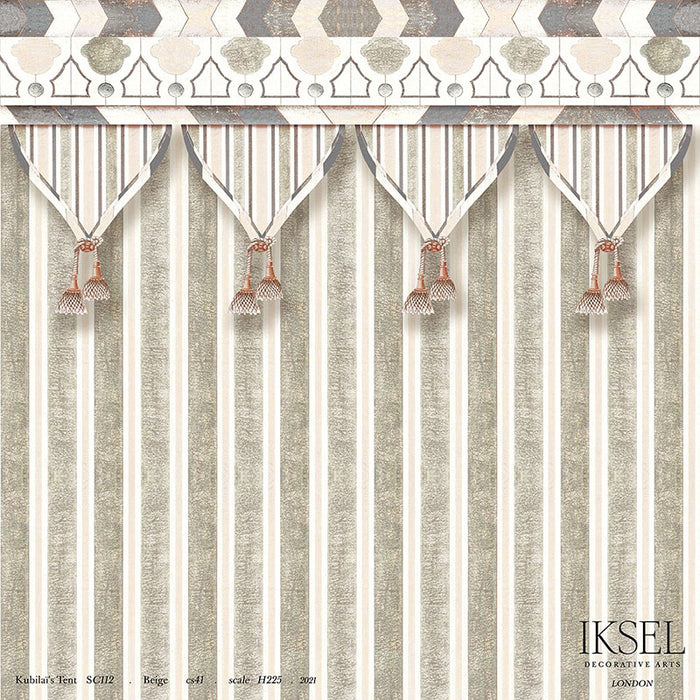 Schumacher Kubilai's Tent Beige Wallpaper Sample IK3602