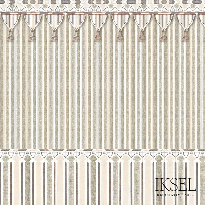 Schumacher Kubilai's Tent Beige Wallpaper Sample IK3602