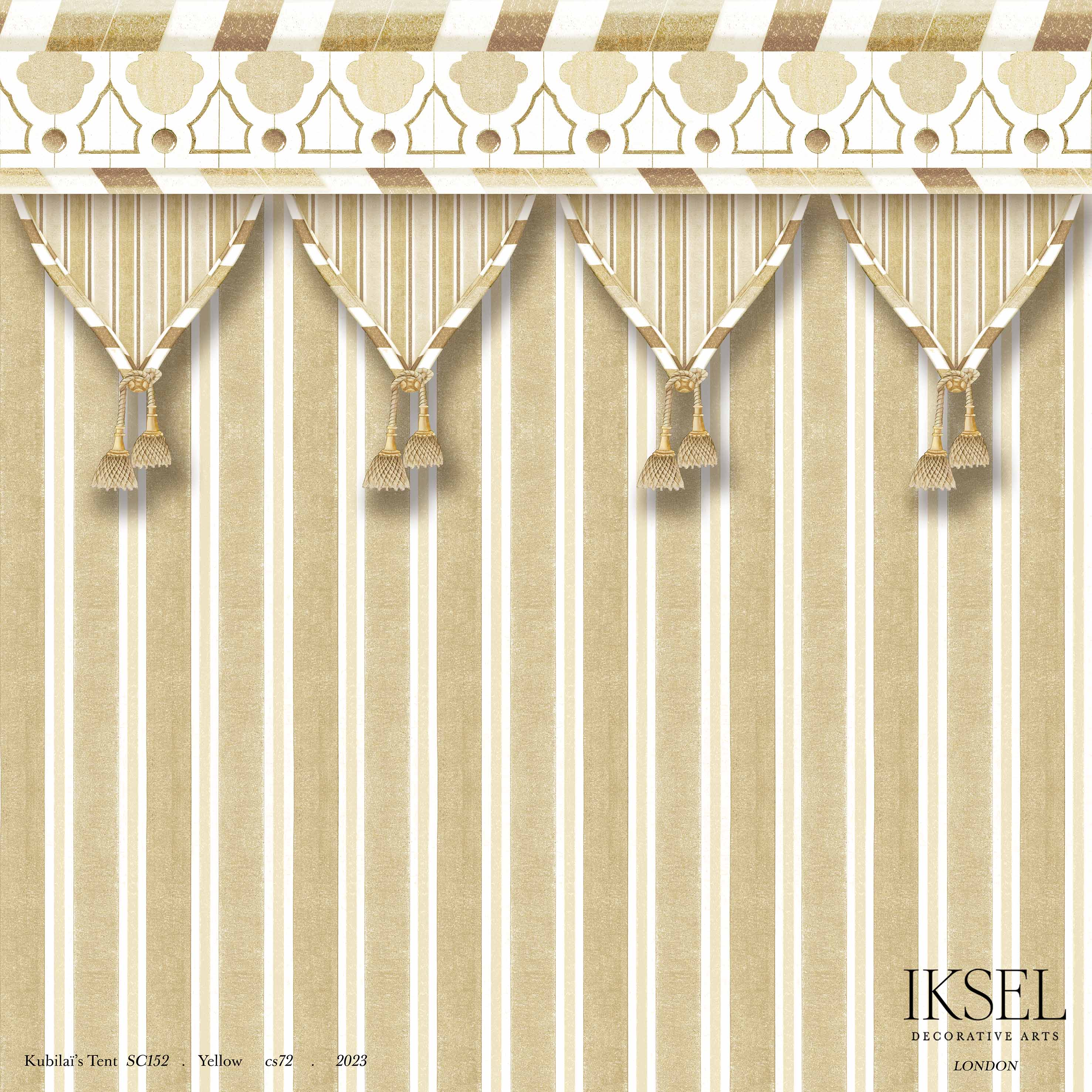 Schumacher Kubilai's Tent Yellow Wallpaper Sample IK3603