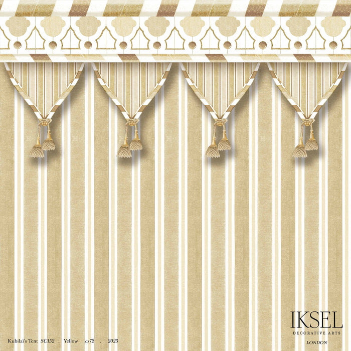 Schumacher Kubilai's Tent Yellow Wallpaper Sample IK3603