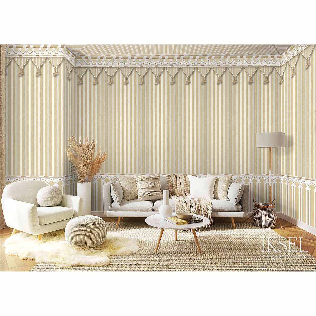 Schumacher Kubilai's Tent Yellow Wallpaper Sample IK3603