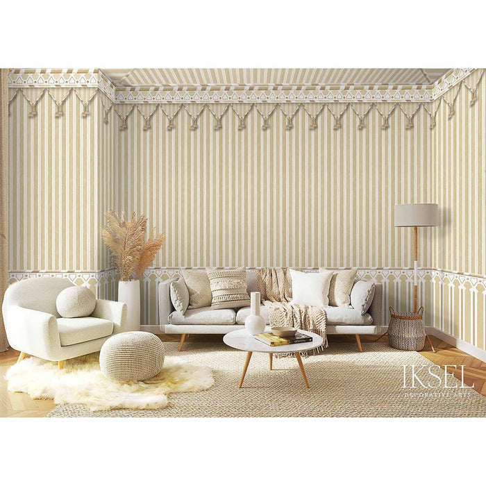 Schumacher Kubilai's Tent Yellow Wallpaper Sample IK3603