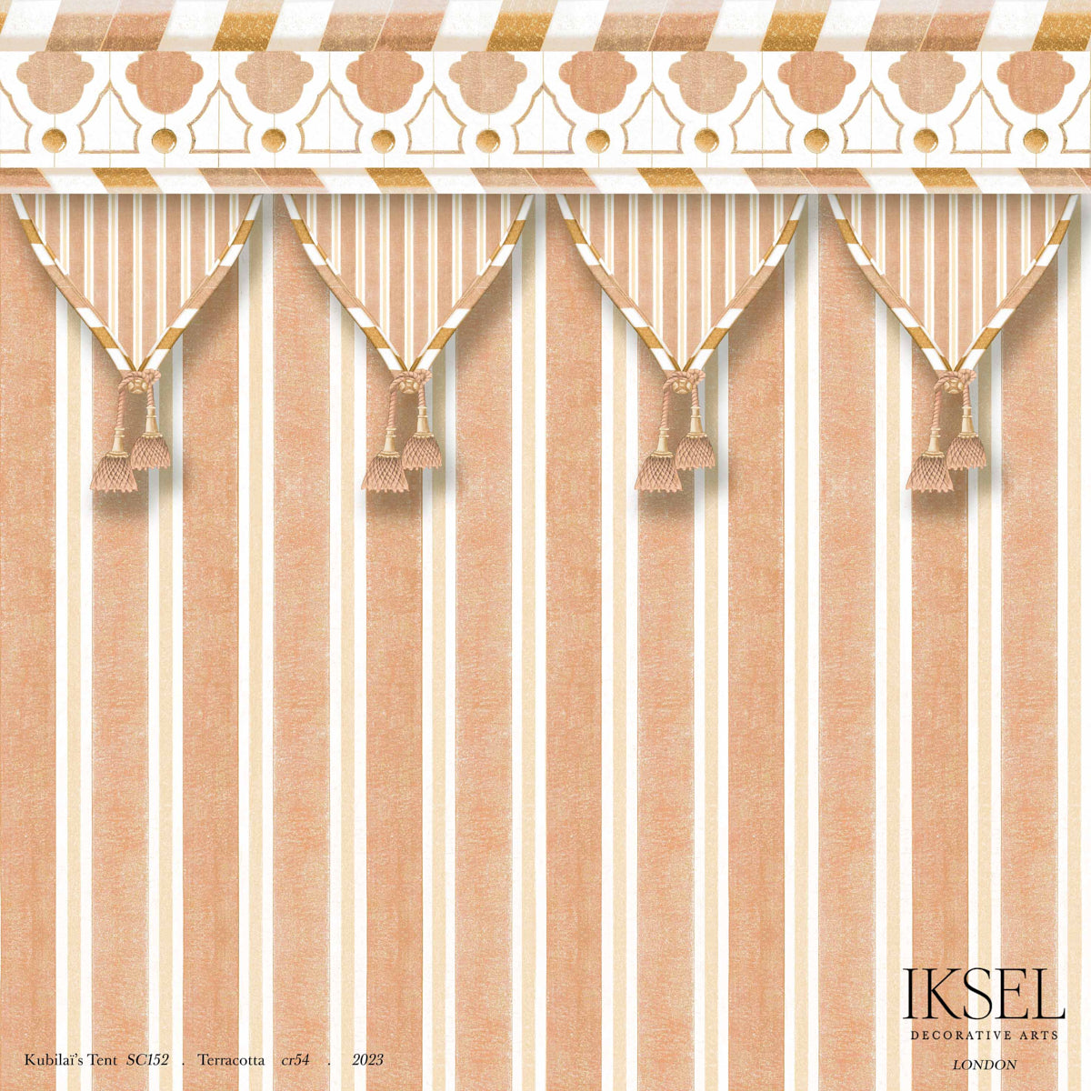 Schumacher Kubilai's Tent Terra Cotta Wallpaper Sample IK3604