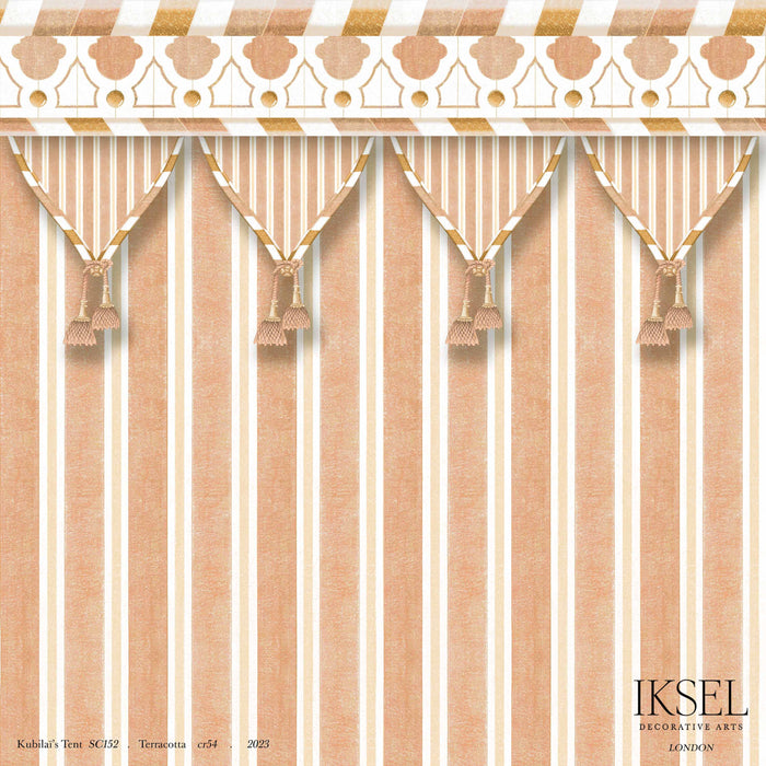 Schumacher Kubilai's Tent Terra Cotta Wallpaper Sample IK3604