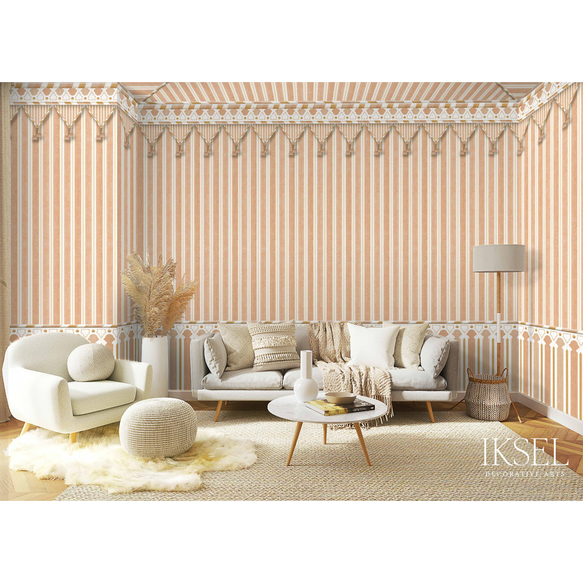 Schumacher Kubilai's Tent Terra Cotta Wallpaper Sample IK3604