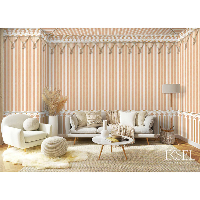 Schumacher Kubilai's Tent Terra Cotta Wallpaper Sample IK3604