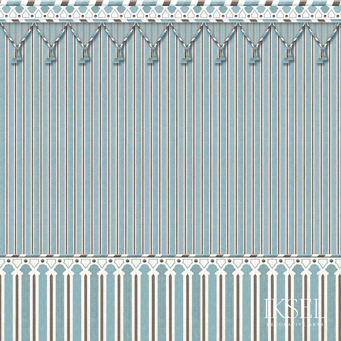Schumacher Kubilai's Tent Turquoise Wallpaper Sample IK3605