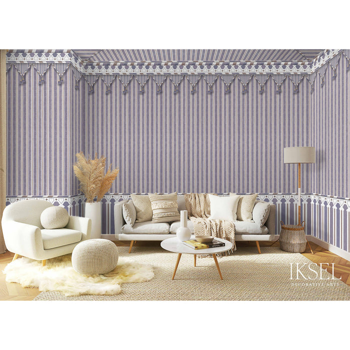 Schumacher Kubilai's Tent Mauve Wallpaper Sample IK3606