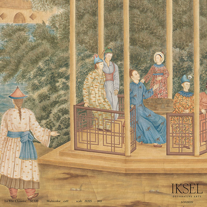 Schumacher La Fete Chinoise Multicolor Wallpaper Sample IK3700