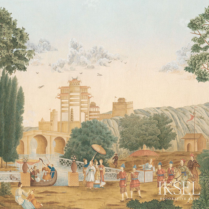 Schumacher La Fete Chinoise Multicolor Wallpaper Sample IK3700