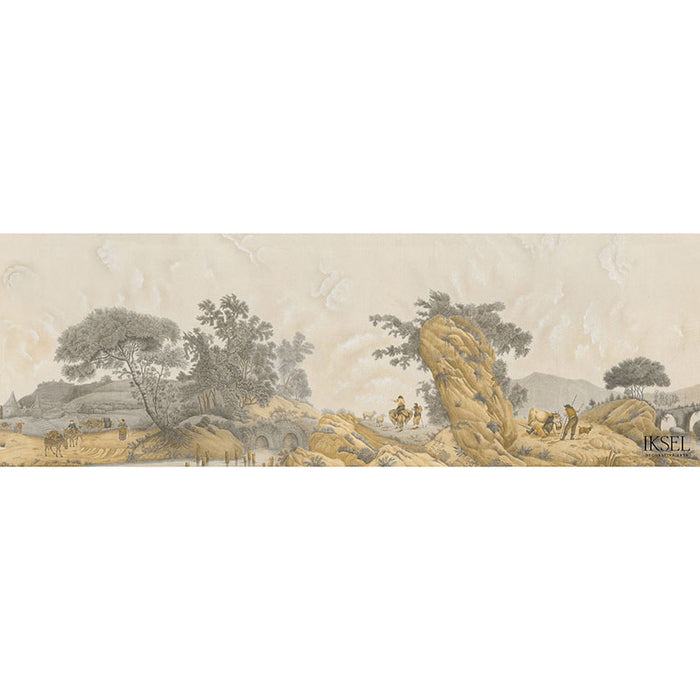 Schumacher Pillement's Italy Sepia Tones Wallpaper Sample IK4001