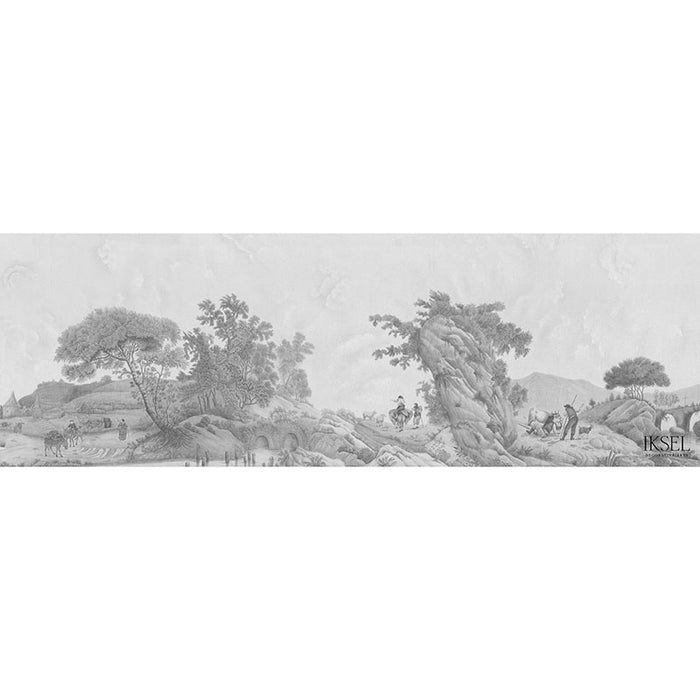 Schumacher Pillement's Italy Grey Tones Wallpaper Sample IK4002