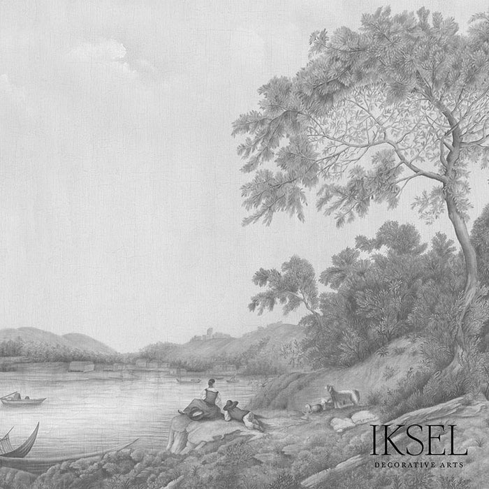 Schumacher Pillement's Italy Grey Tones Wallpaper Sample IK4002