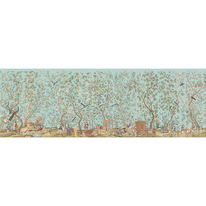 Schumacher Qianlong Garden Celadon Wallpaper Sample IK4104