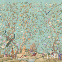 Iksel Qianlong Garden Crackled Turquoise Wallpaper IK4106