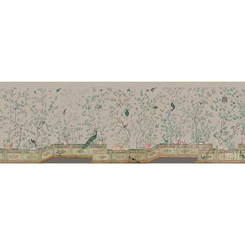 Schumacher Xanadu Balustrade Chai Wallpaper Sample IK4301