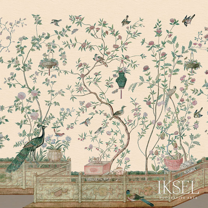 Schumacher Xanadu Balustrade Blush Wallpaper Sample IK4305