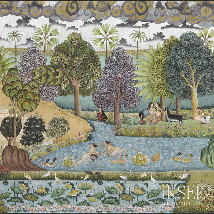 Schumacher D-Rajput Fantasy Cold Gouache Wallpaper Sample IK4502