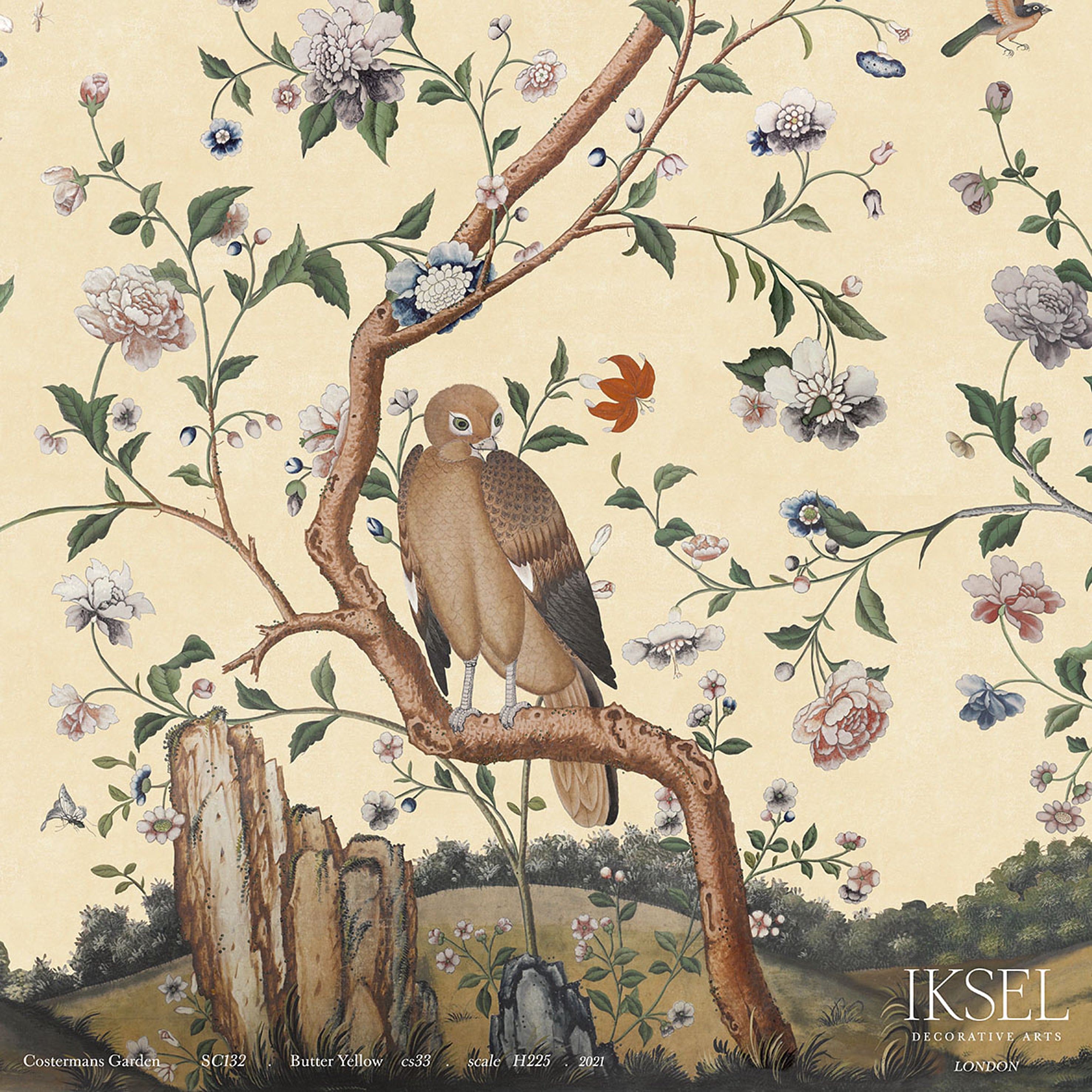 Schumacher Costermans Garden Butter Yellow Wallpaper Sample IK4602