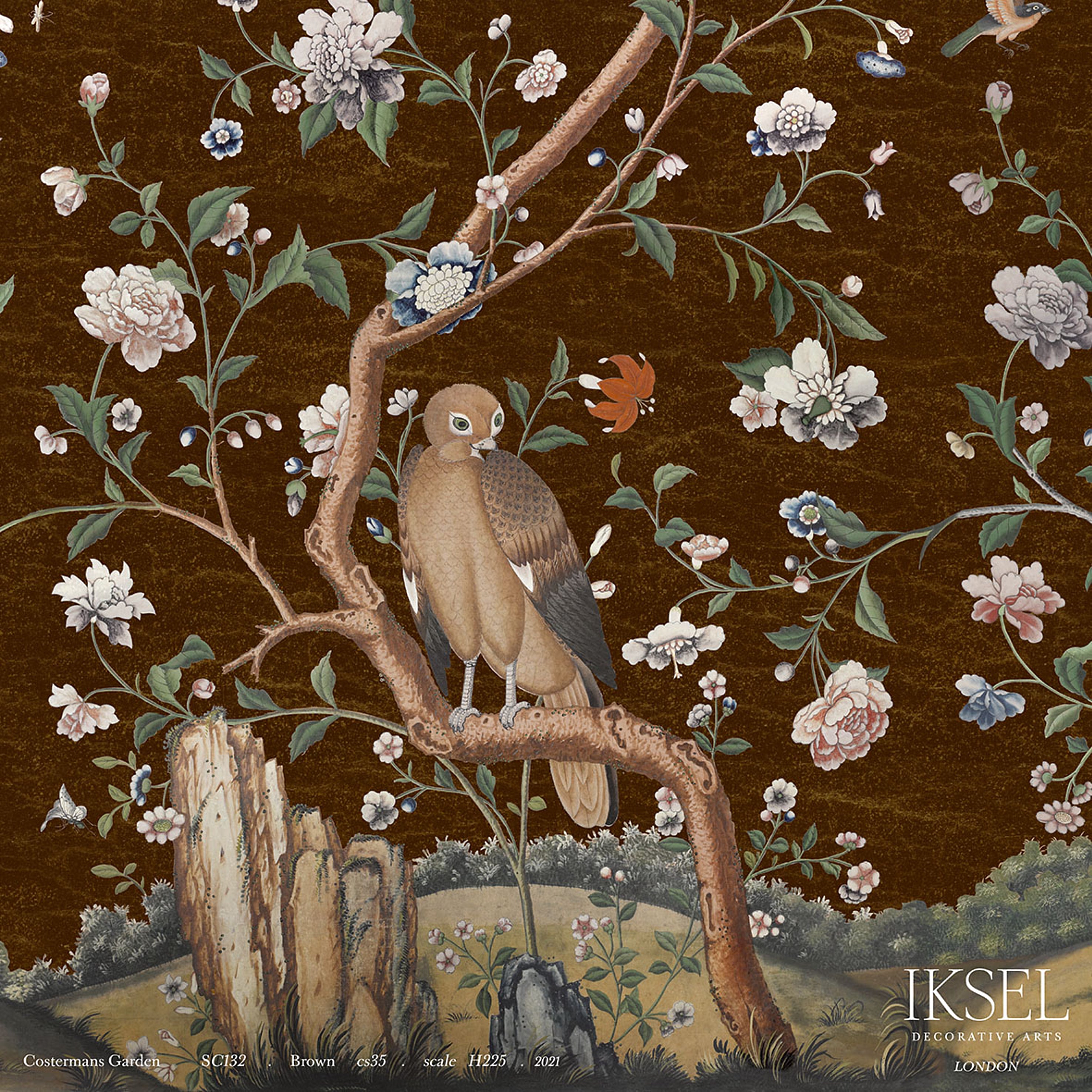Schumacher Costermans Garden Brown Wallpaper Sample IK4603