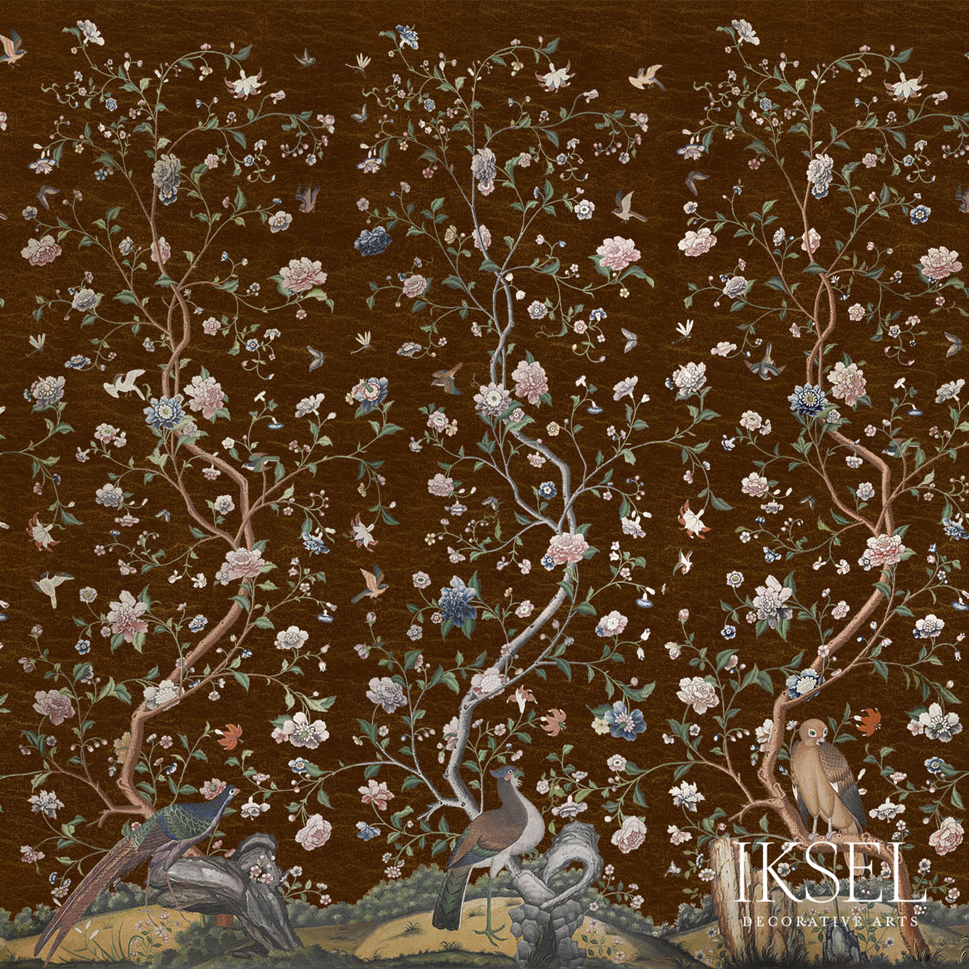 Schumacher Costermans Garden Brown Wallpaper Sample IK4603