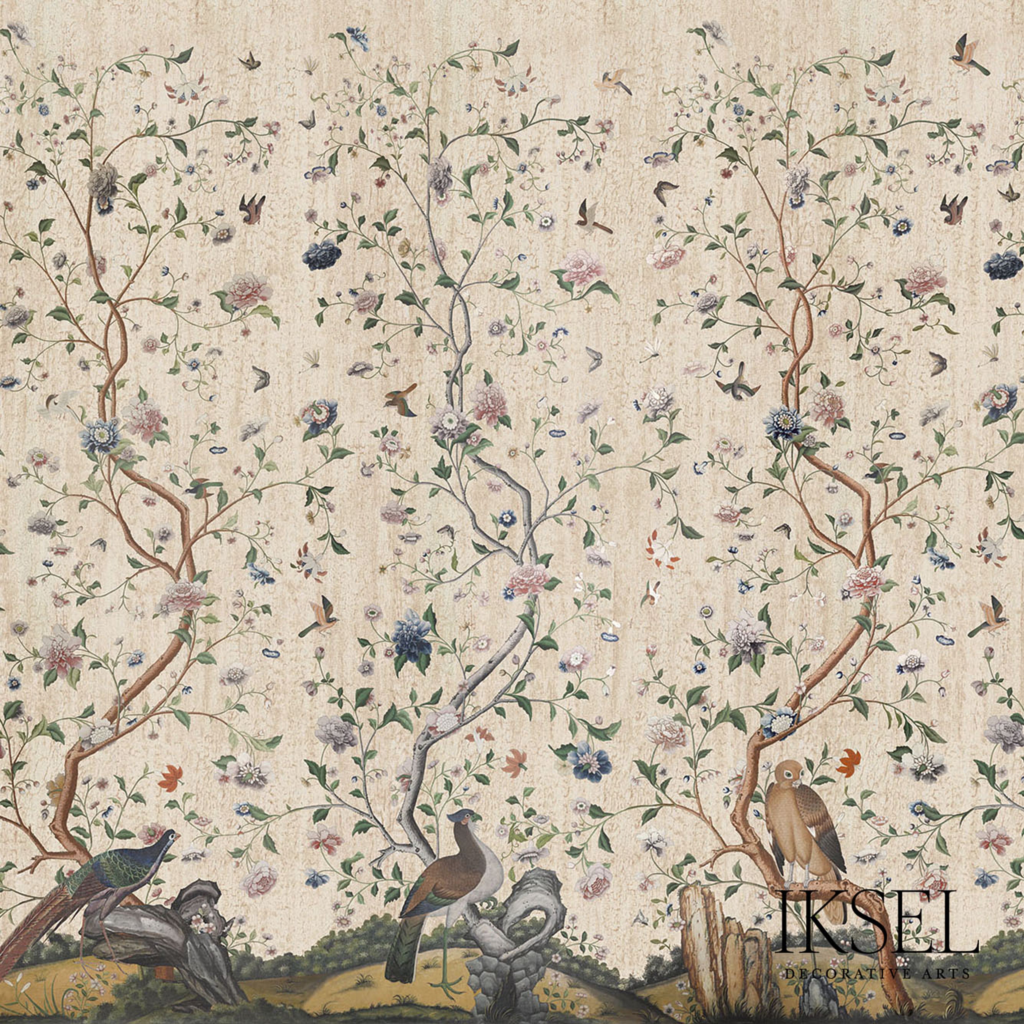 Schumacher Costermans Garden Crackled Beige Wallpaper Sample IK4607