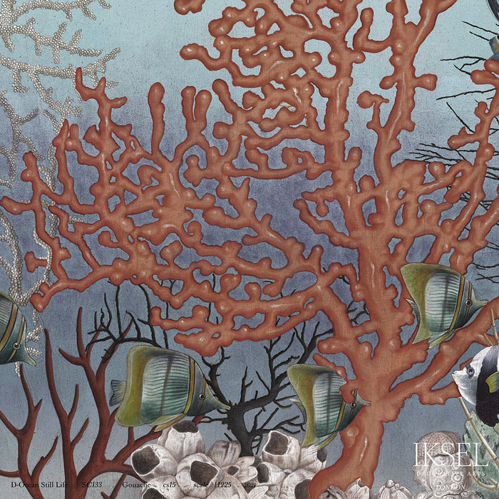 Schumacher D-Ocean Still Life Gouache Wallpaper Sample IK4700
