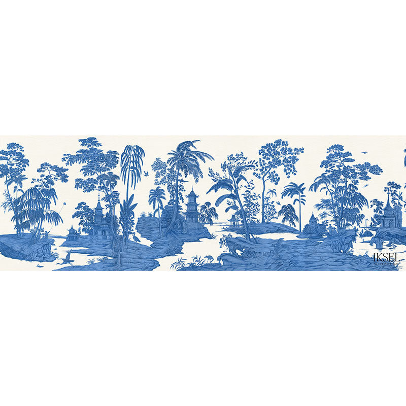 Schumacher Exotic Chinoiserie Blue & White Wallpaper Sample IK4900