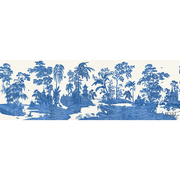 Schumacher Exotic Chinoiserie Blue & White Wallpaper Sample IK4900