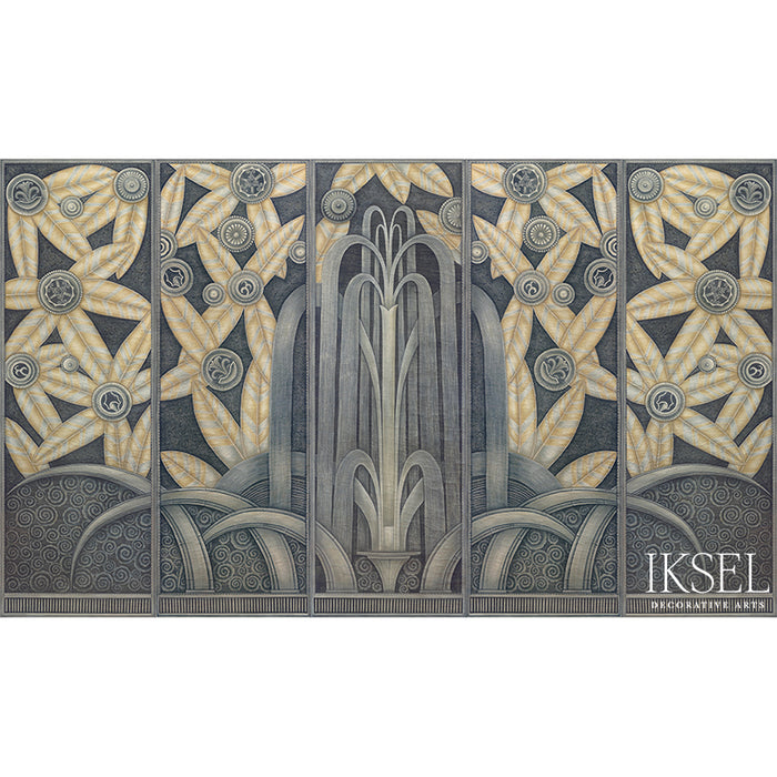 Schumacher Art Deco Fountain Original Wallpaper Sample IK6000